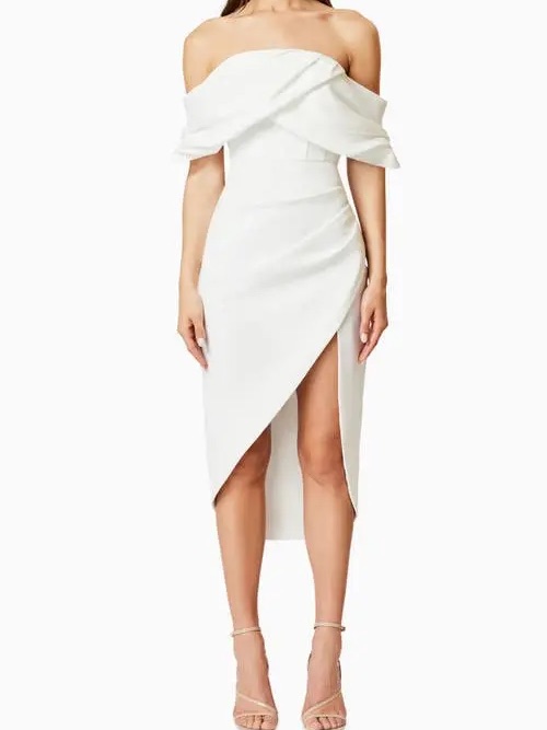 Elliatt | March Off-Shoulder White Asymmetrical Cocktail Dress